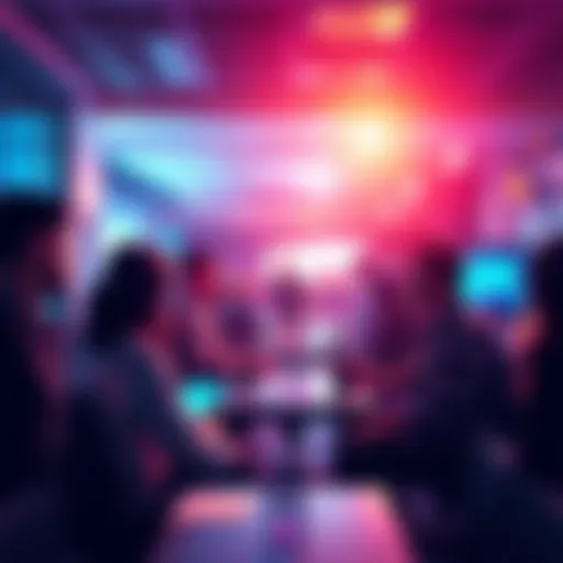 A group of visual effects artists discussing projects and networking at a meeting