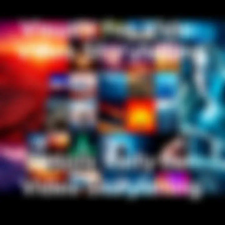 A collection of colorful images arranged to demonstrate selection for a video project