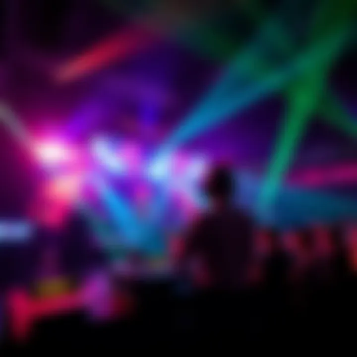 A visual artist creates dynamic visuals on a large screen during a live music performance, engaging the audience with colorful graphics and light effects.
