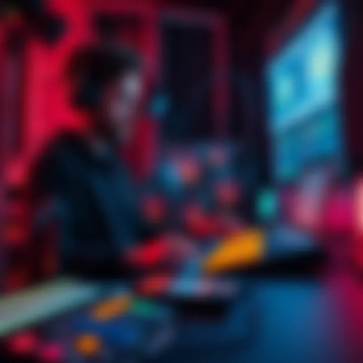 A VJ using an APC40 mkII controller while working on Python scripts for Resolume software