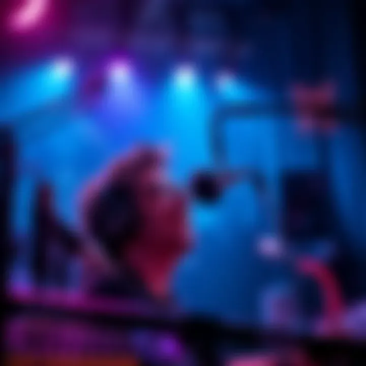 A voice actor recording in a studio, with microphones and sound equipment around them, showcasing the process of creating voice roles for the game Still Wakes The Deep.