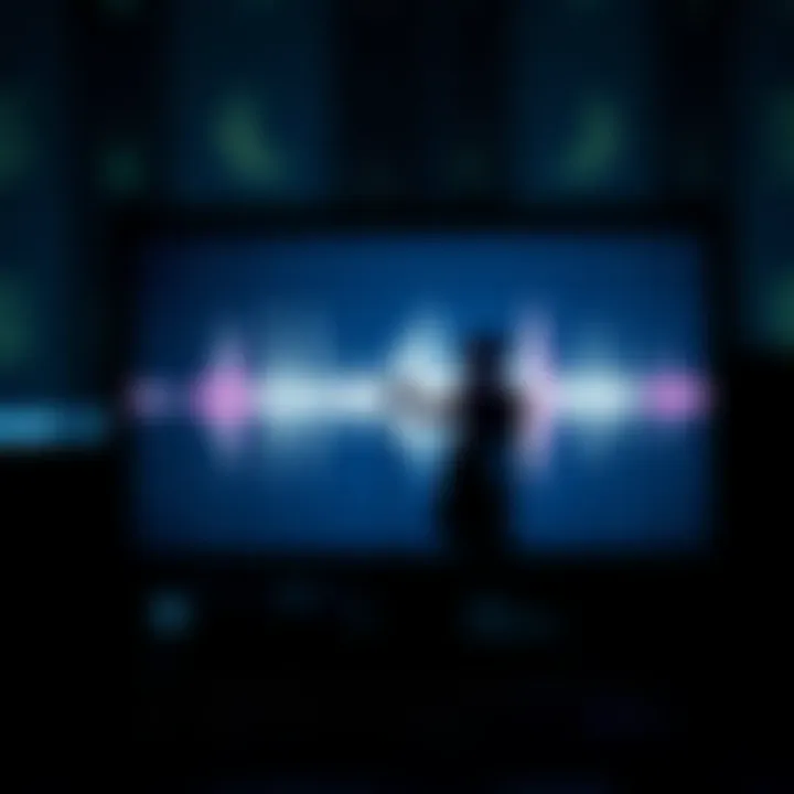 A computer screen displaying sound waves and a singer's silhouette, representing voice cloning technology in music.