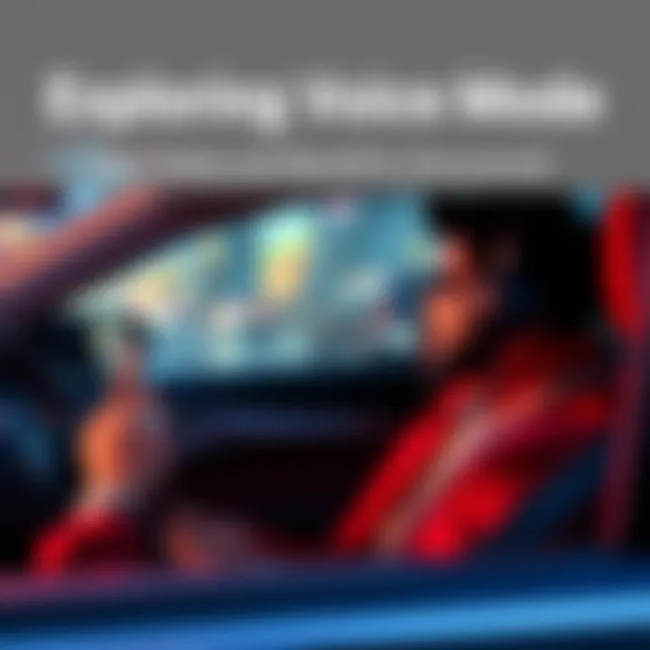 A person interacting with a smartphone using voice commands while driving in a car