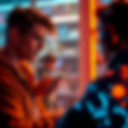 A person interacting with a voice-activated device, engaging in conversation with a virtual assistant, showcasing personalized dialogue and responsiveness.