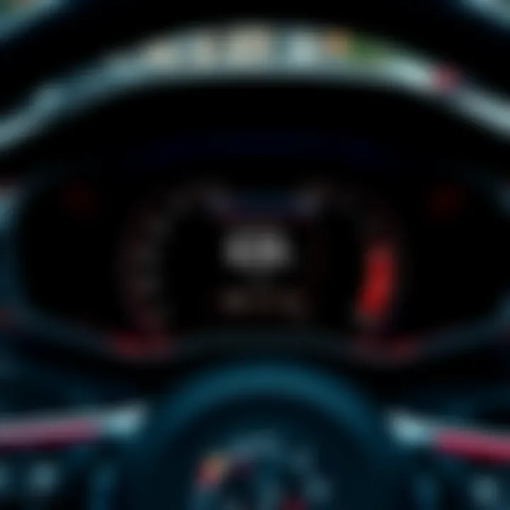 A close-up of a Volkswagen car dashboard displaying horsepower options for subscription, showcasing the digital interface and performance settings.