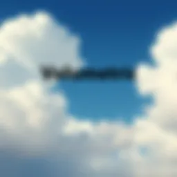 A scene showcasing volumetric clouds in a Godot 4.6 environment, featuring a bright blue sky and fluffy white clouds, illustrating shader effects