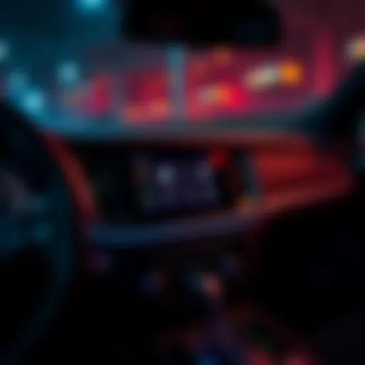 Close-up of Volvo car dashboard featuring the $3,200 sound system with controls and speakers visible