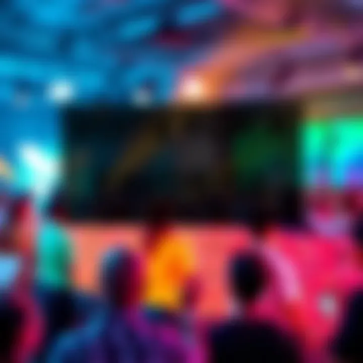 People voting for their favorite design with colorful options displayed.