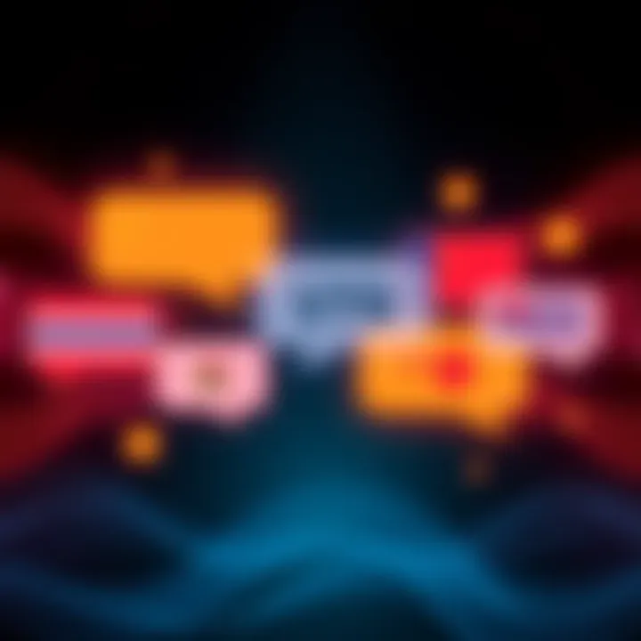 A visual representation of Voxtral TTS technology showcasing multiple speech bubbles in nine different languages with sound waves symbolizing fast, natural voice delivery.