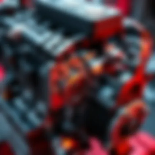 Close-up view of the modular parts of the VW Type 1 1600 engine showcasing its design and structure