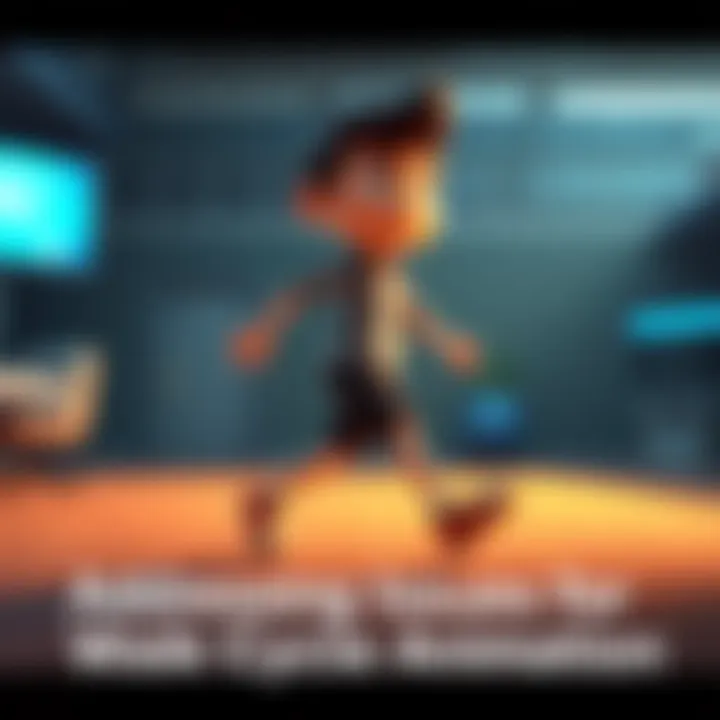 A character in a simple walk cycle animation showing movement and fluidity.