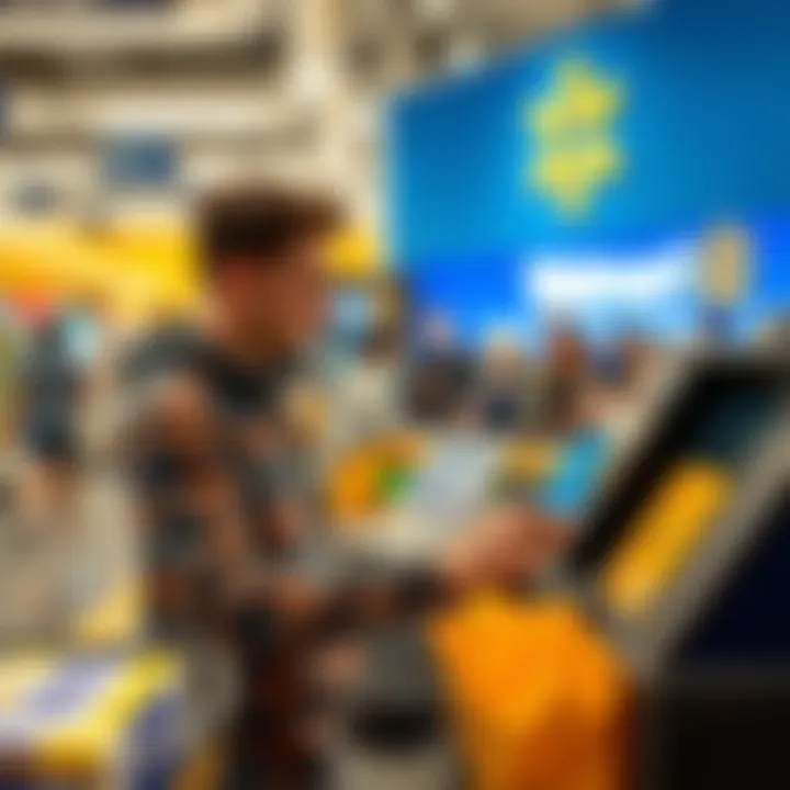 A customer using Tap to Pay at a Walmart checkout with a contactless card