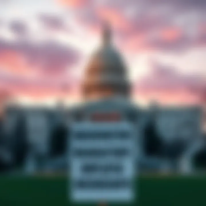 A view of Washington State Capitol building with a protest sign against mandatory employee microchips in the foreground