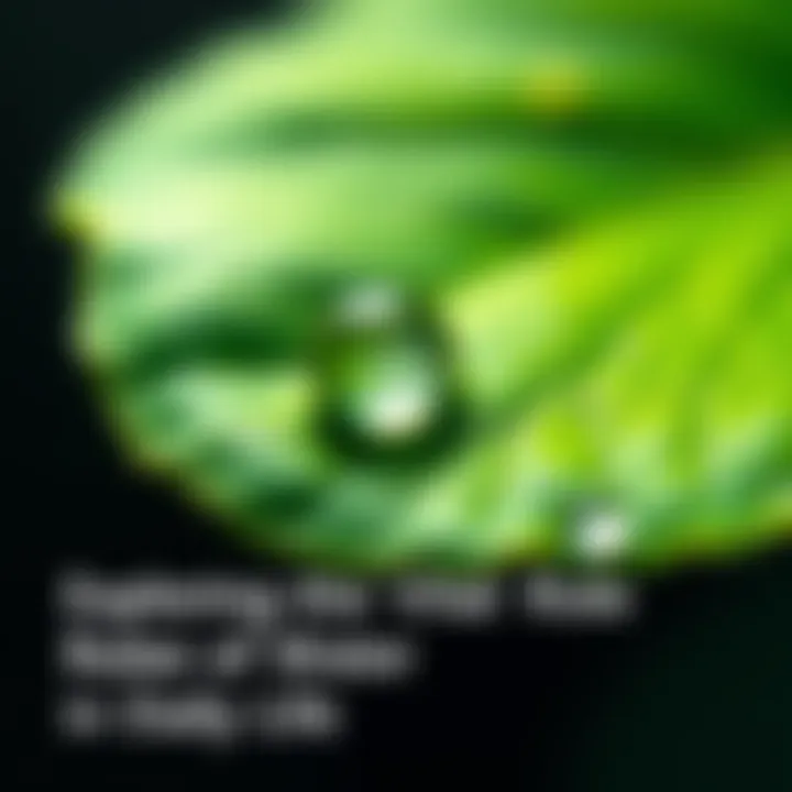 A close-up of a water droplet resting on a green leaf, symbolizing the importance of water in nature.