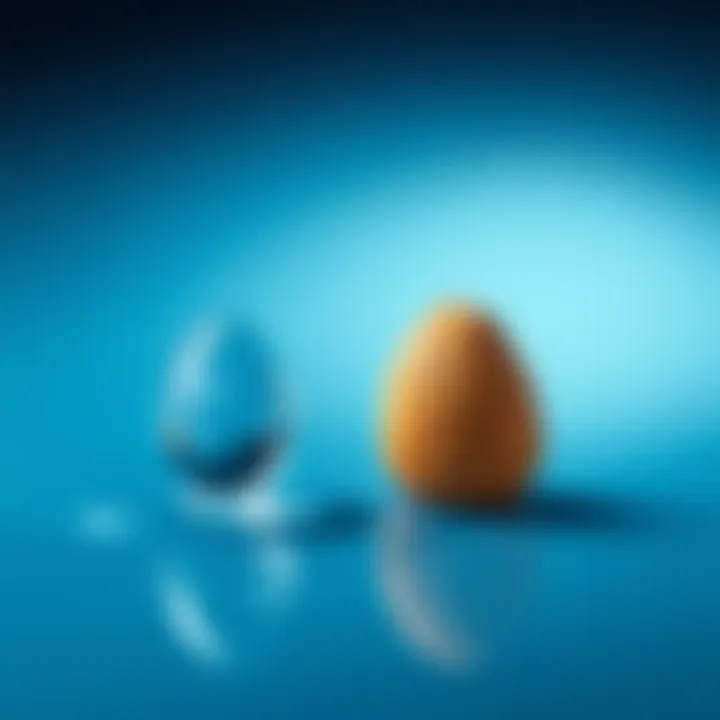 A single almond next to a water droplet, illustrating the water needed for 38,000 ChatGPT queries versus almond production