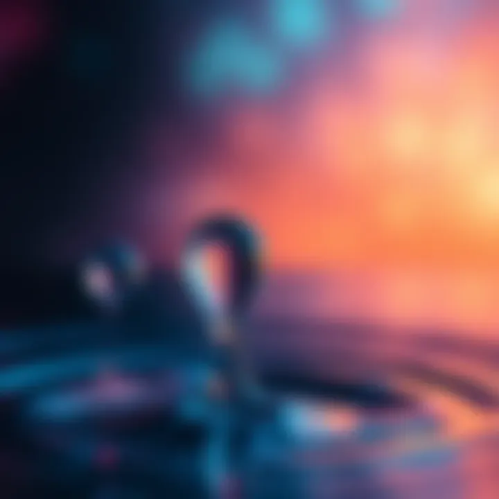 A close-up of five water drops on a background with a digital theme, indicating low water usage claims.