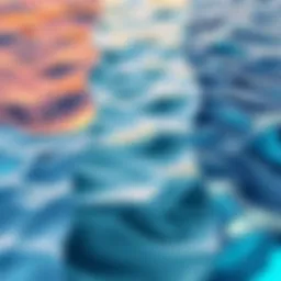 A selection of various water surface textures for the game 'Way Back Beyond', showing different styles such as calm water, rippling waves, and reflective surfaces.