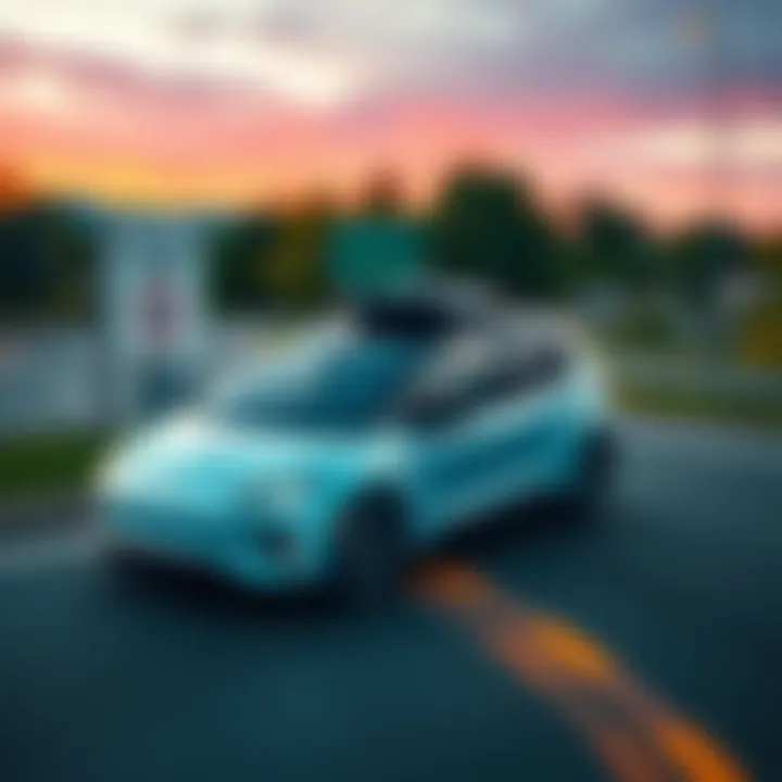 Waymo self-driving car on a road with a visible speed limit sign, promoting road safety education.