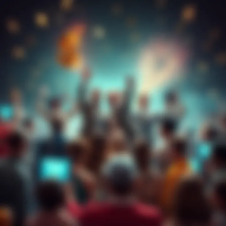 A visual showing a small group of wealthy individuals celebrating while a larger group looks on with concern. Symbols of wealth and technology are present, highlighting the divide.
