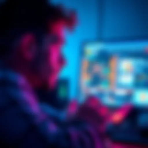 A scene showing a developer looking concerned at a computer screen, with a copied web game displayed alongside ads on a different website.