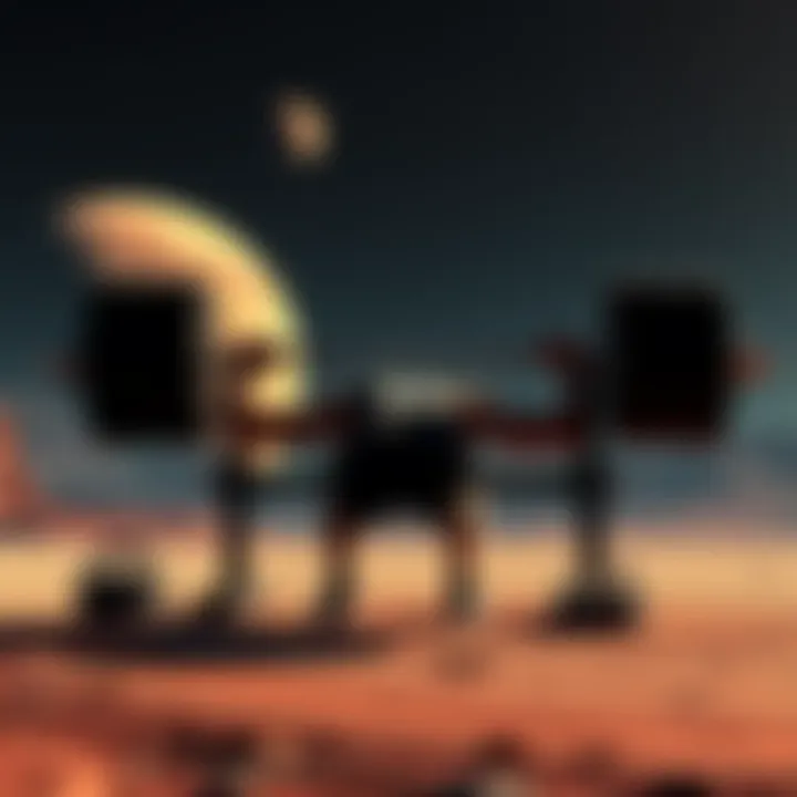 A person bench pressing on a distant planet with lower gravity, showing weights and a scenic cosmic background
