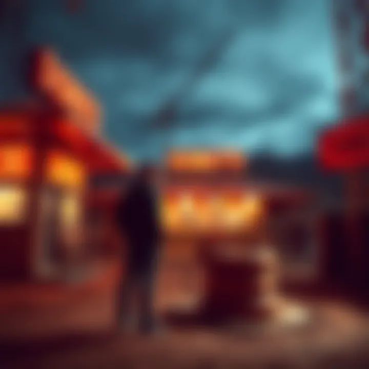 A person standing in front of a well with a donut shop in the background, showcasing the journey from construction to baking.