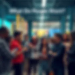 A diverse group of people discussing their wants and needs in a modern setting, showcasing various consumer interests.