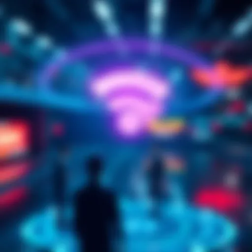 WiFi Signal Identifying People A visual representation of WiFi signals highlighting individuals with clear markers, illustrating how WiFi can now identify people accurately.