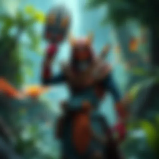 A character in Wild Island showcasing new synergy mechanics in a vibrant jungle setting