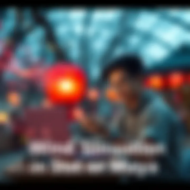 Animation student working on a lantern project with wind effects in Maya