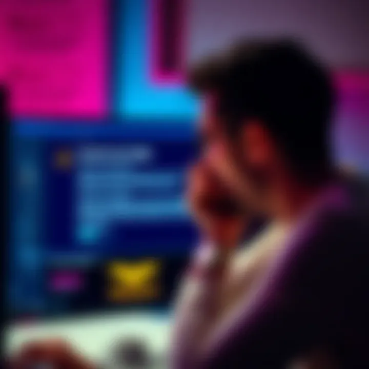 A frustrated user looking at a computer screen with a message about domain trust issues after the Windows 11 KB5124008 update.