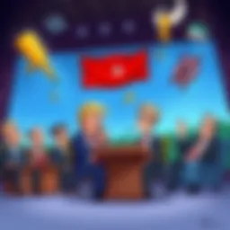 Witty Political Cartoon A colorful cartoon showing a satirical scene of politicians debating, highlighting current political issues with humor.