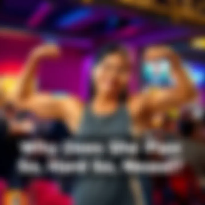 Person Showing Off Strength A woman flexing her muscles confidently in a social setting, showcasing her strength and achievements.