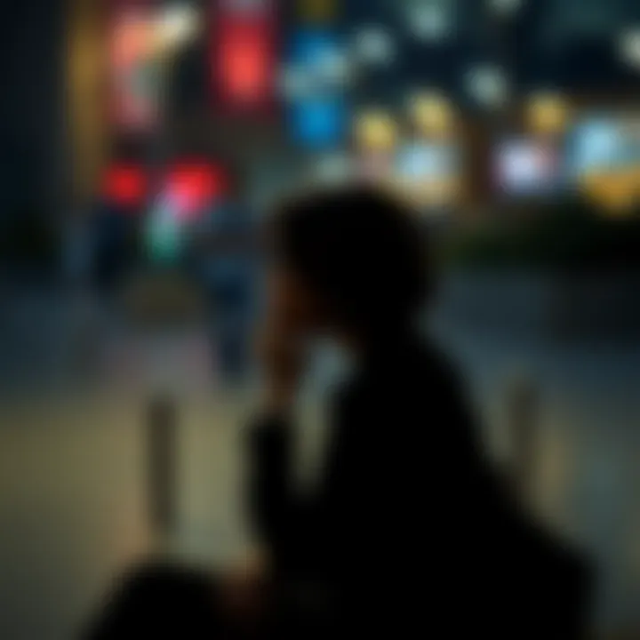 Woman in deep thought A woman sitting alone, looking contemplative with a distant expression, reflecting on life's questions and responsibilities.