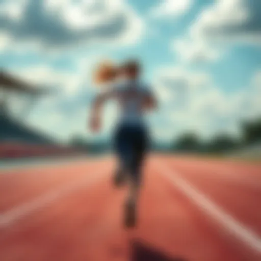 A woman running on a track with determination, symbolizing her journey towards her goals.