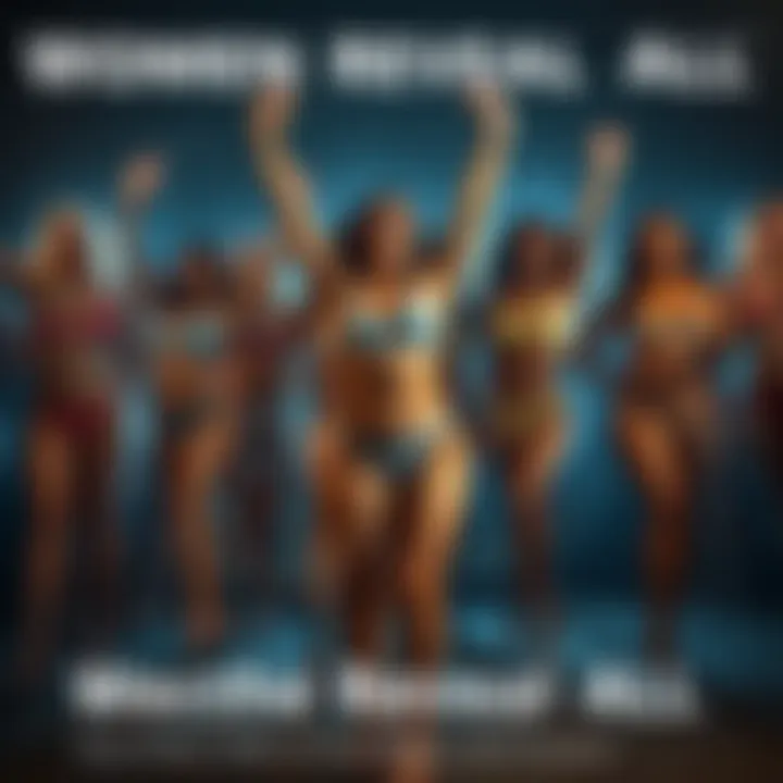 Group of women confidently displaying their bodies, showcasing body positivity and freedom, some without panties, celebrating self-acceptance.