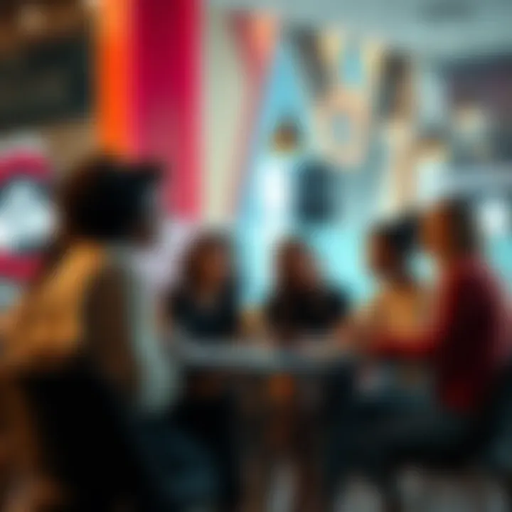 Women in Discussion A group of diverse women discussing various topics in a coffee shop setting.
