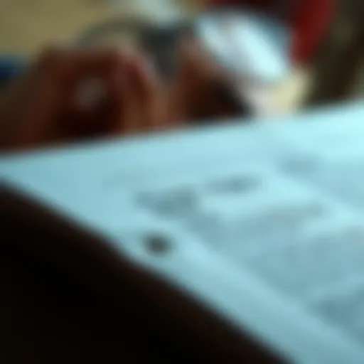 A close-up of eight words printed on a page with a thoughtful person reflecting in the background.