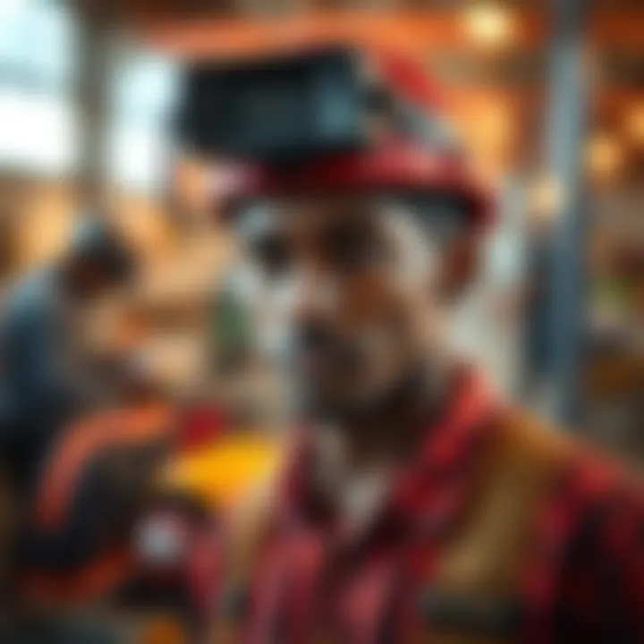 A worker in India wearing a head-mounted camera while capturing video data for training humanoid robots.