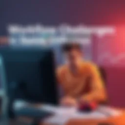 Person working on a computer, looking frustrated by workflow problems in Stable Diffusion, with charts and notes around.