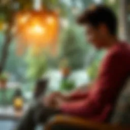 A person using a laptop in a cozy outdoor setting, demonstrating the flexibility of working with Codex from any location.