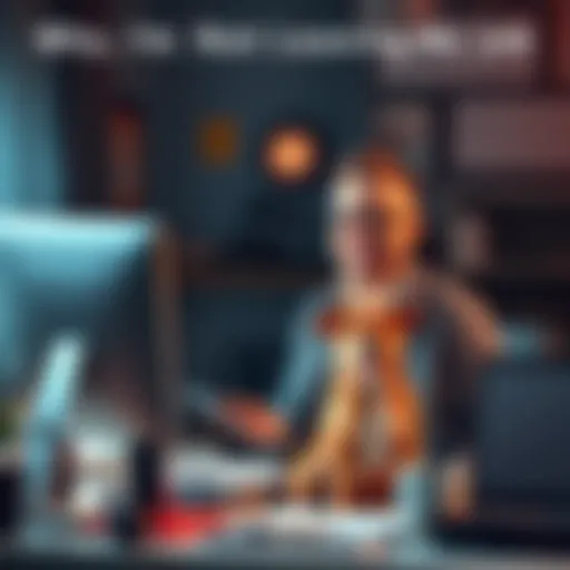 A person happily working at a desk with a dog by their side, showcasing a balanced life and job satisfaction.