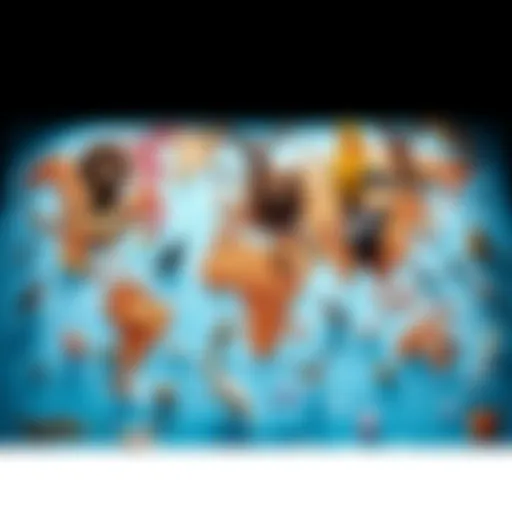 A chaotic world map filled with strange and unsettling animal illustrations