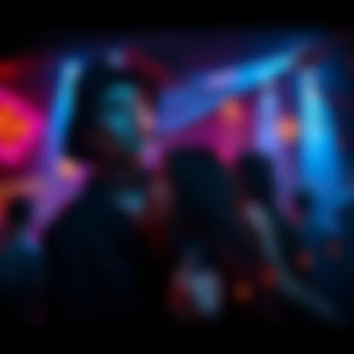 Crowd enjoying World Goth Day at a goth club, with people dressed in dark attire and festive decorations around.