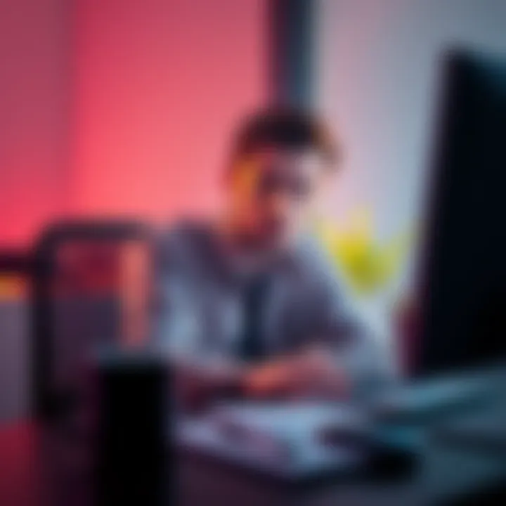 A person appears anxious while checking their computer for updates on an account issue, surrounded by notes and a coffee mug