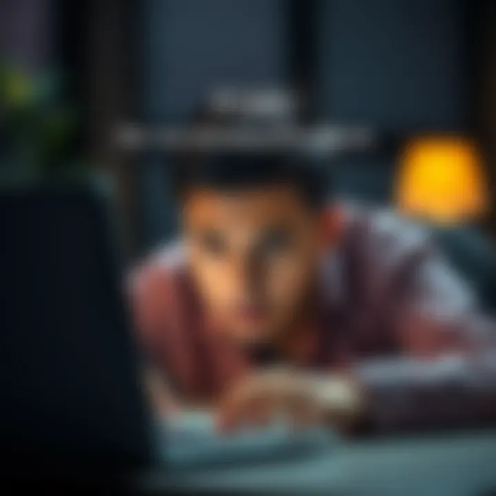 A person with a concerned expression staring at a laptop screen, symbolizing anxiety over AI outputs.