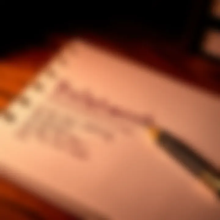 A notepad filled with bullet points and creative writing ideas.