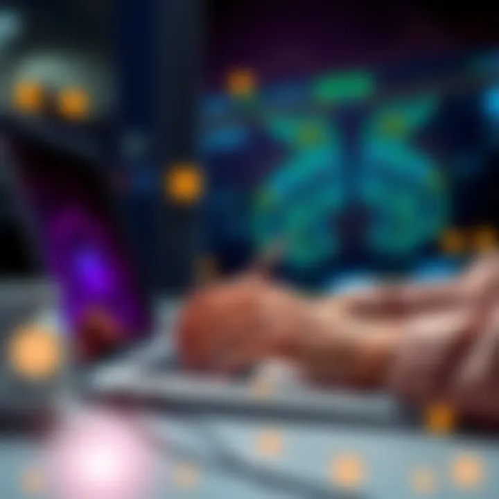 Writing with GPTHuman AI A person typing on a laptop while using GPTHuman AI to improve writing for essays and blogs.