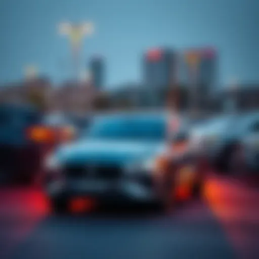 A Xiaomi SU7 car parked in a busy parking lot without using voice commands.