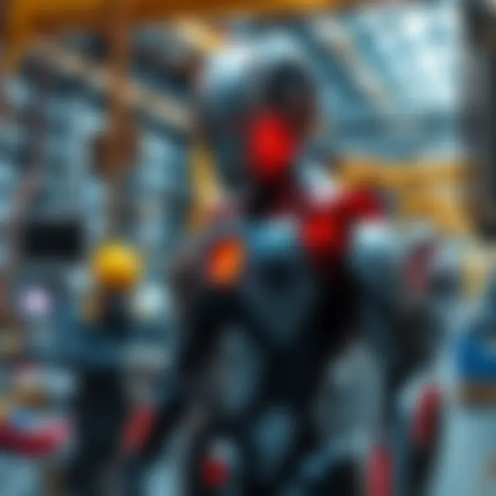 Workers assemble the XPeng IRON humanoid robot in a factory, showcasing advanced robotics technology.